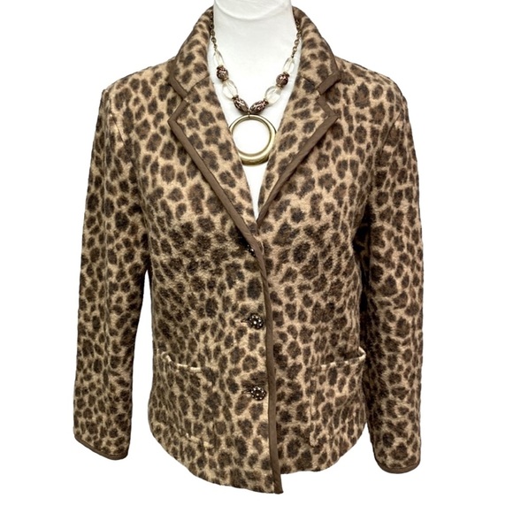 Talbots Cheetah Print Merino Wool Jacket - Picture 1 of 7